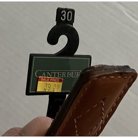 Womens Canterbury Belt Buckle-less Top Grain Cowhide Figure 8 Stitching Brown 30 - Picture 5 of 6